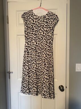 LOFT Leopard Midi Dress in Cream and Black